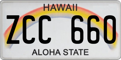 HI license plate ZCC660