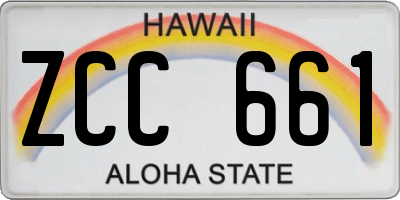 HI license plate ZCC661