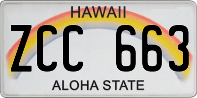 HI license plate ZCC663