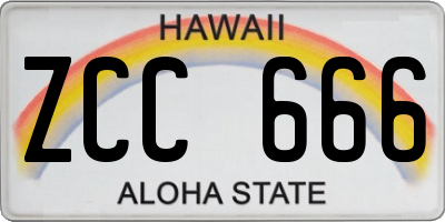 HI license plate ZCC666