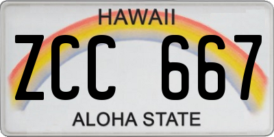 HI license plate ZCC667