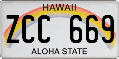 HI license plate ZCC669