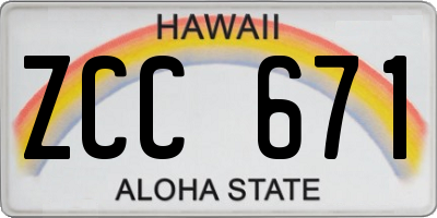 HI license plate ZCC671