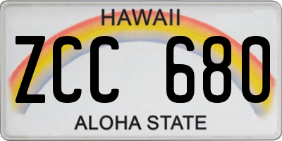 HI license plate ZCC680