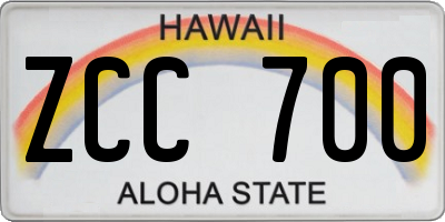 HI license plate ZCC700