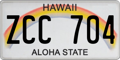 HI license plate ZCC704