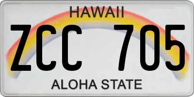 HI license plate ZCC705