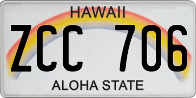 HI license plate ZCC706
