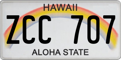 HI license plate ZCC707