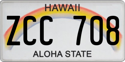 HI license plate ZCC708