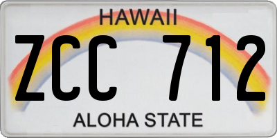 HI license plate ZCC712
