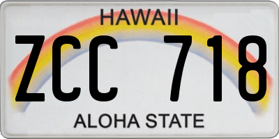 HI license plate ZCC718