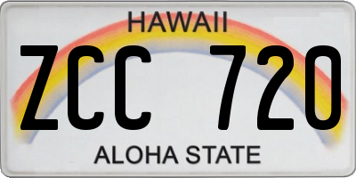 HI license plate ZCC720