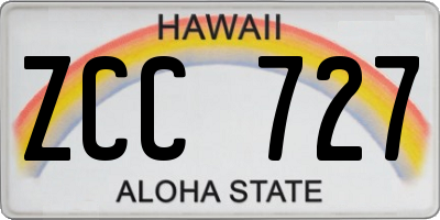 HI license plate ZCC727