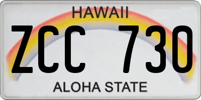 HI license plate ZCC730
