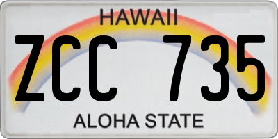 HI license plate ZCC735