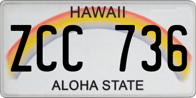 HI license plate ZCC736