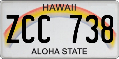 HI license plate ZCC738