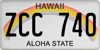 HI license plate ZCC740