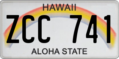 HI license plate ZCC741