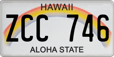 HI license plate ZCC746
