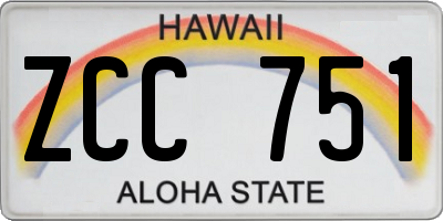 HI license plate ZCC751