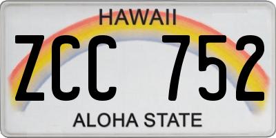 HI license plate ZCC752