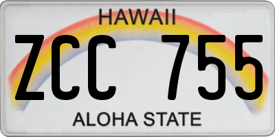 HI license plate ZCC755