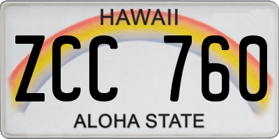 HI license plate ZCC760