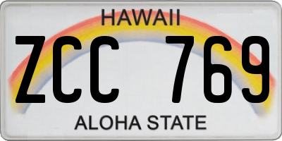 HI license plate ZCC769