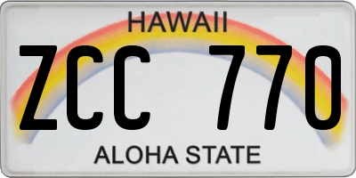 HI license plate ZCC770