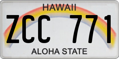 HI license plate ZCC771