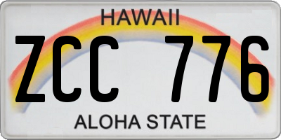 HI license plate ZCC776