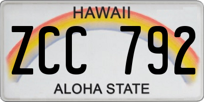 HI license plate ZCC792
