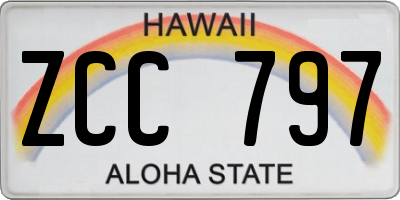 HI license plate ZCC797