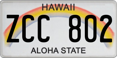 HI license plate ZCC802