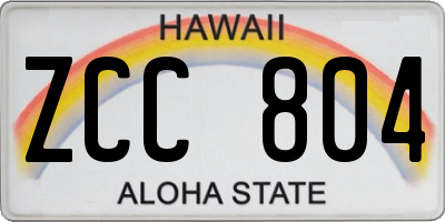 HI license plate ZCC804