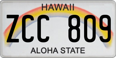 HI license plate ZCC809