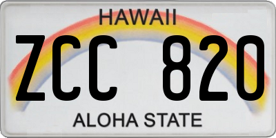HI license plate ZCC820
