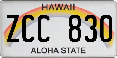 HI license plate ZCC830