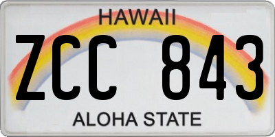HI license plate ZCC843