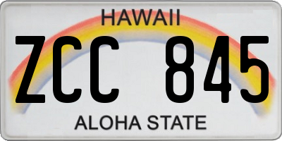 HI license plate ZCC845