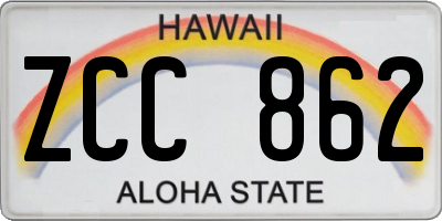HI license plate ZCC862