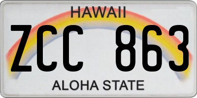 HI license plate ZCC863
