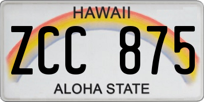 HI license plate ZCC875