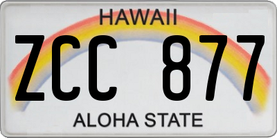 HI license plate ZCC877
