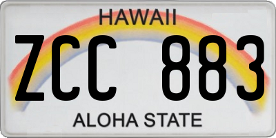 HI license plate ZCC883