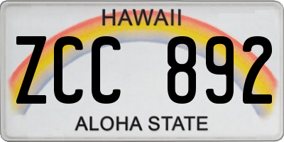 HI license plate ZCC892