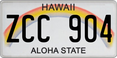 HI license plate ZCC904