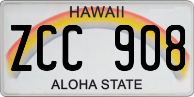 HI license plate ZCC908